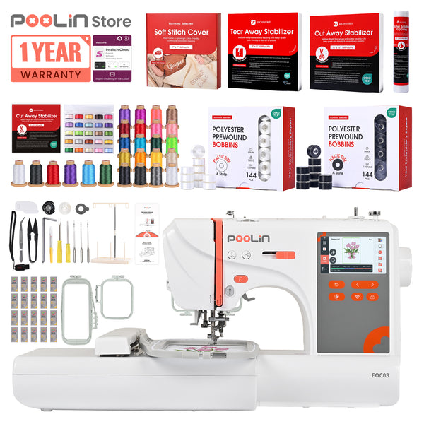 PooLin EOC03 Affordable Entry-Level Automatic Embroidery Machine for Beginners