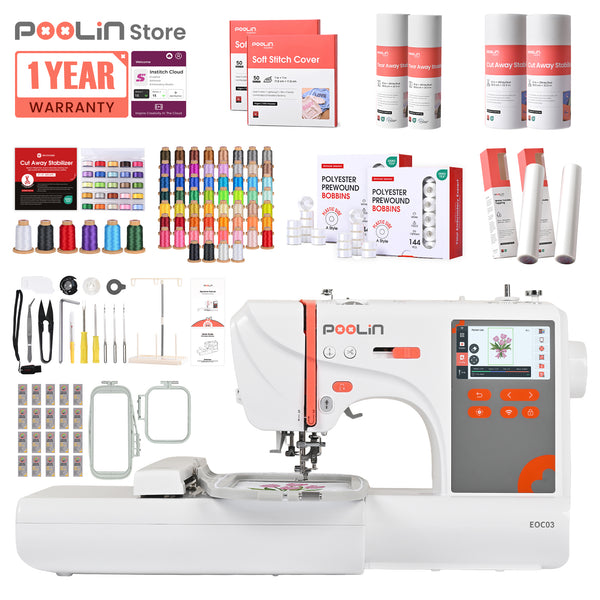 PooLin EOC03 Affordable Entry-Level Automatic Embroidery Machine for Beginners