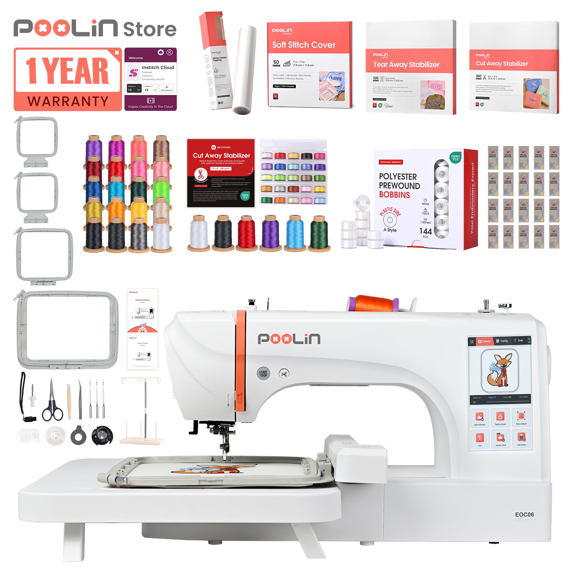 PooLin EOC06 Your First Flagship Home Embroidery Machine