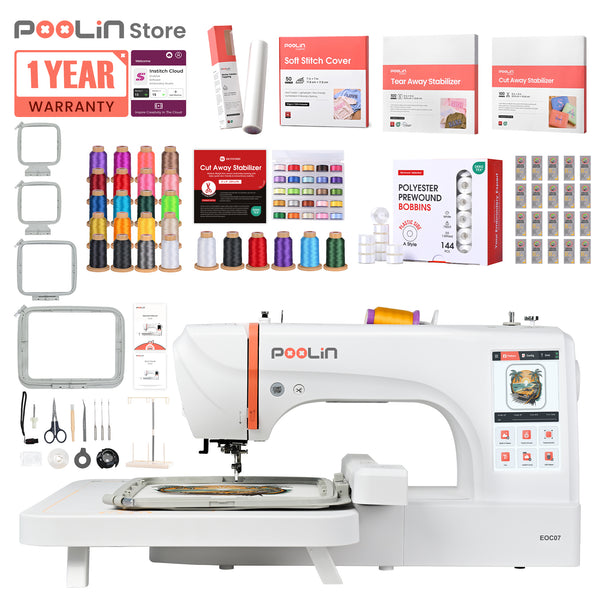 PooLin EOC07 7.9"x15" Embroidery Area Computerized Home Pro Embroidery Machine
