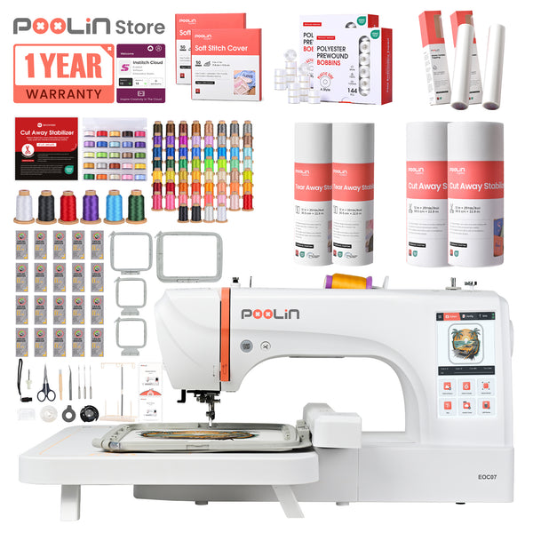 PooLin EOC07 7.9"x15" Embroidery Area Computerized Home Pro Embroidery Machine