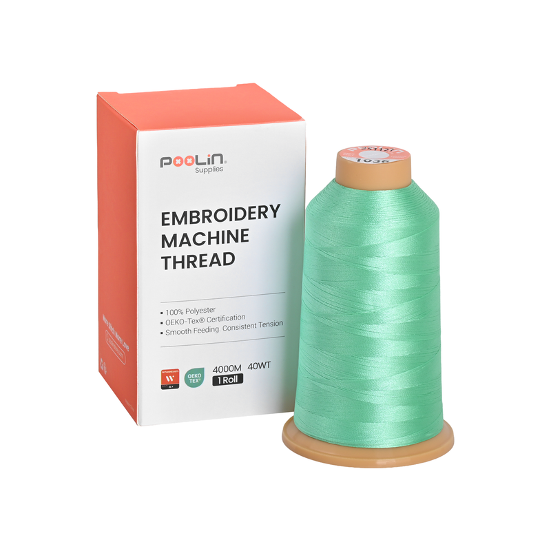 PooLin Polyester Embroidery Thread, 4000m 108D/2 40WT, Color 1036 Mint Green