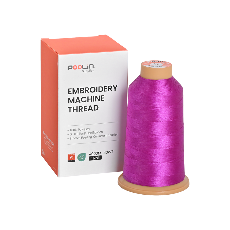 PooLin Polyester Embroidery Thread, 4000m 108D/2 40WT, Color 1058 Magenta Pink