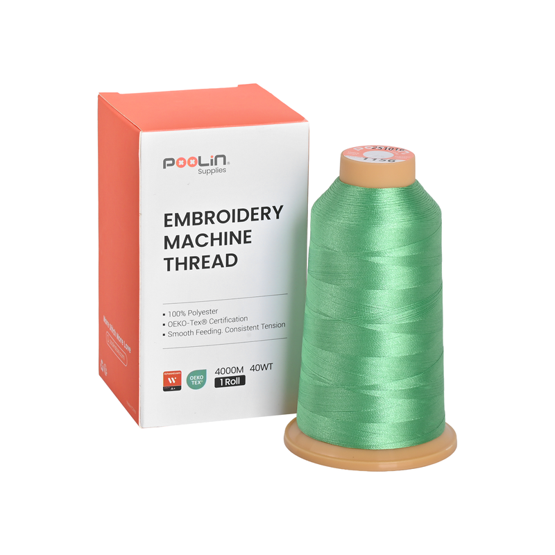 PooLin Polyester Embroidery Thread, 4000m 108D/2 40WT, Color 1156 Spring Green
