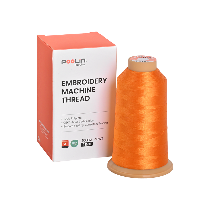 PooLin Polyester Embroidery Thread, 4000m 108D/2 40WT, Color 1180 Golden Orange