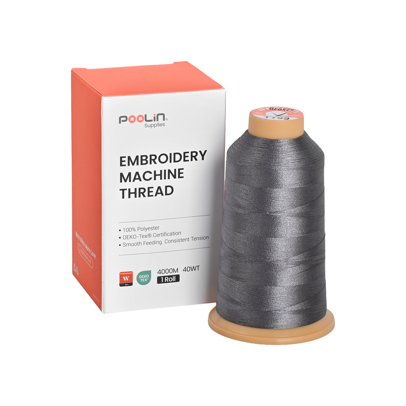 PooLin Polyester Embroidery Thread, 4000m 108D/2 40WT, Color 1199 Medium Gray