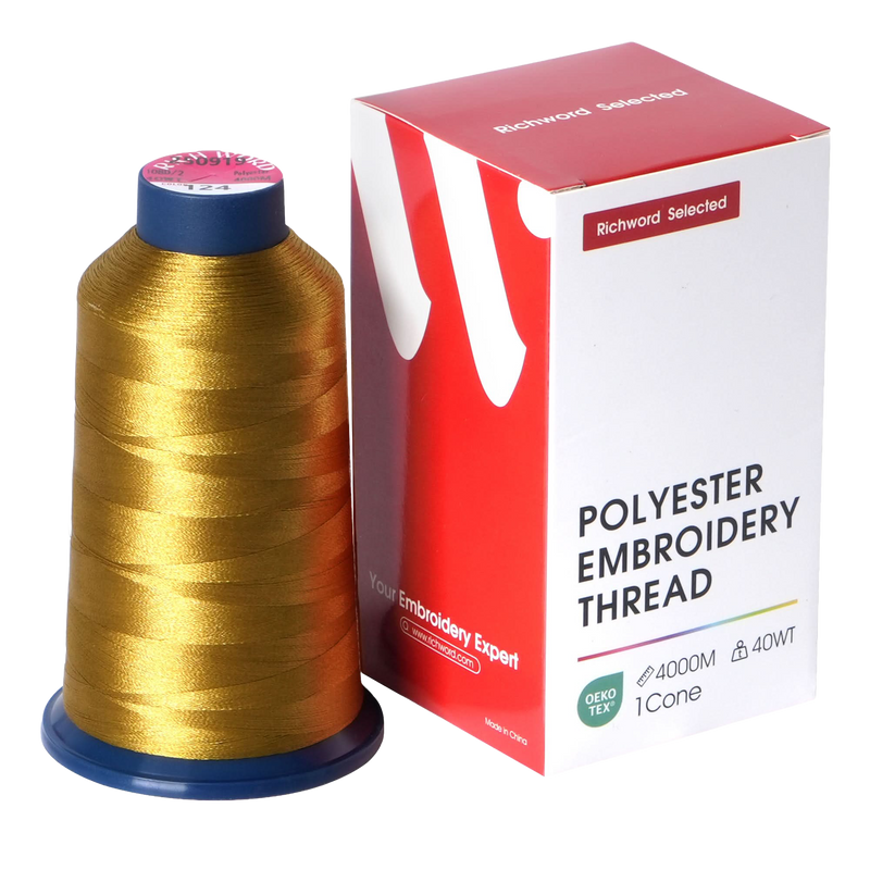 2026 Richword Selected 4000m 108D/2 40wt Polyester Thread-124-Yellow