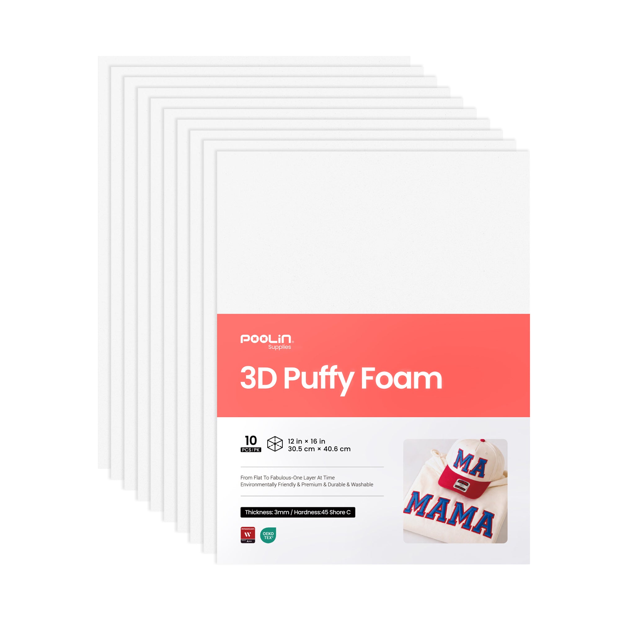 PooLin 3D Puff Embroidery Foam Sheets – Bold 3D for Everyday Embroidery