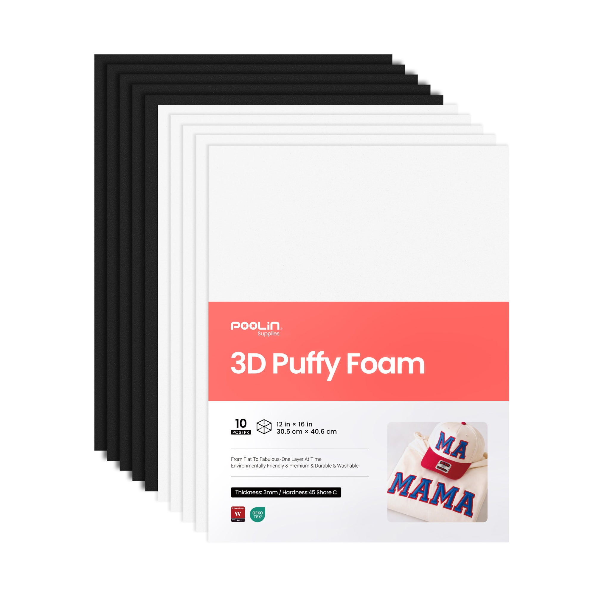 PooLin 3D Puff Embroidery Foam Sheets – Bold 3D for Everyday Embroidery