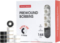 Poolin Prewound Bobbins Richword Selected 144pcs, Size A (Class 15 / SA156), 75D Polyester Bobbin Thread, Plastic Sided, for Single Needle Embroidery & Sewing Machines, 108pcs White+36pcs Black