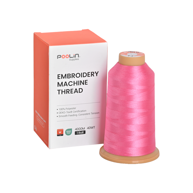 PooLin Polyester Embroidery Thread, 4000m 108D/2 40WT, Color 14 Candy Pink