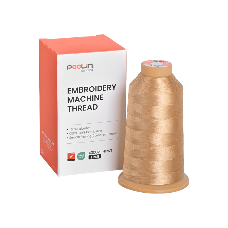 PooLin Polyester Embroidery Thread, 4000m 108D/2 40WT, Color 152 Tan Beige