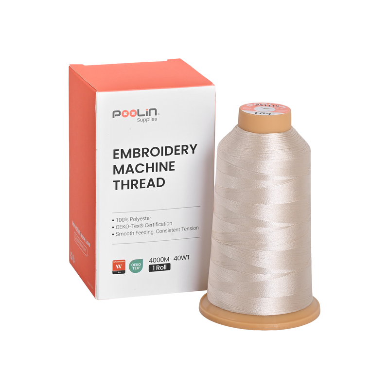 PooLin Polyester Embroidery Thread, 4000m 108D/2 40WT, Color 164 Ivory Beige