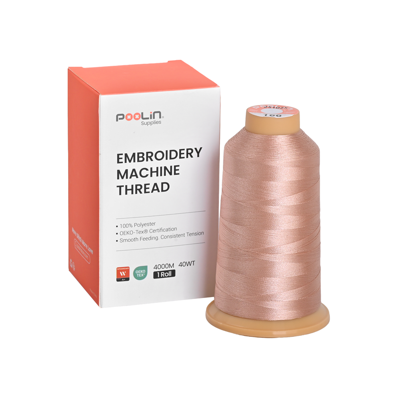 PooLin Polyester Embroidery Thread, 4000m 108D/2 40WT, Color 166 Nude Beige