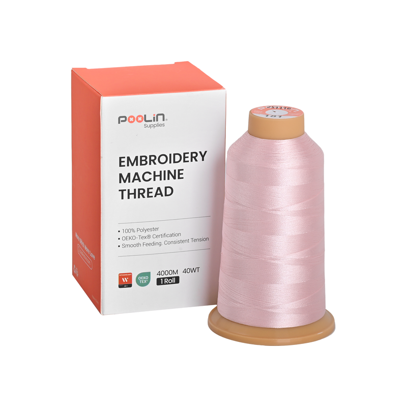 PooLin Polyester Embroidery Thread, 4000m 108D/2 40WT, Color 181 Pale Baby Pink