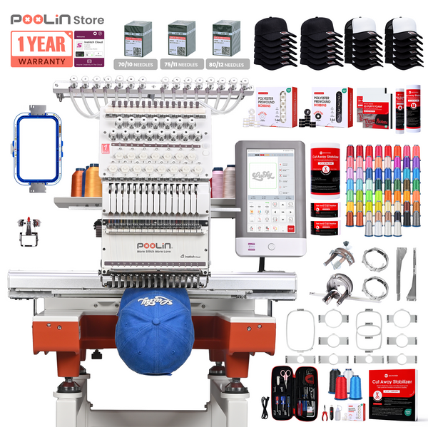 PooLin EOX Commercial Flagship Embroidery Machine –  15 Needles, Large 350mm×500mm Embroidery Area