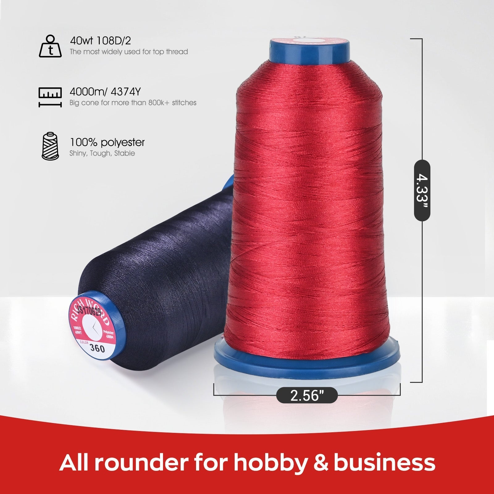 4000m 108D/2 40wt Polyester Thread-932-Yellow