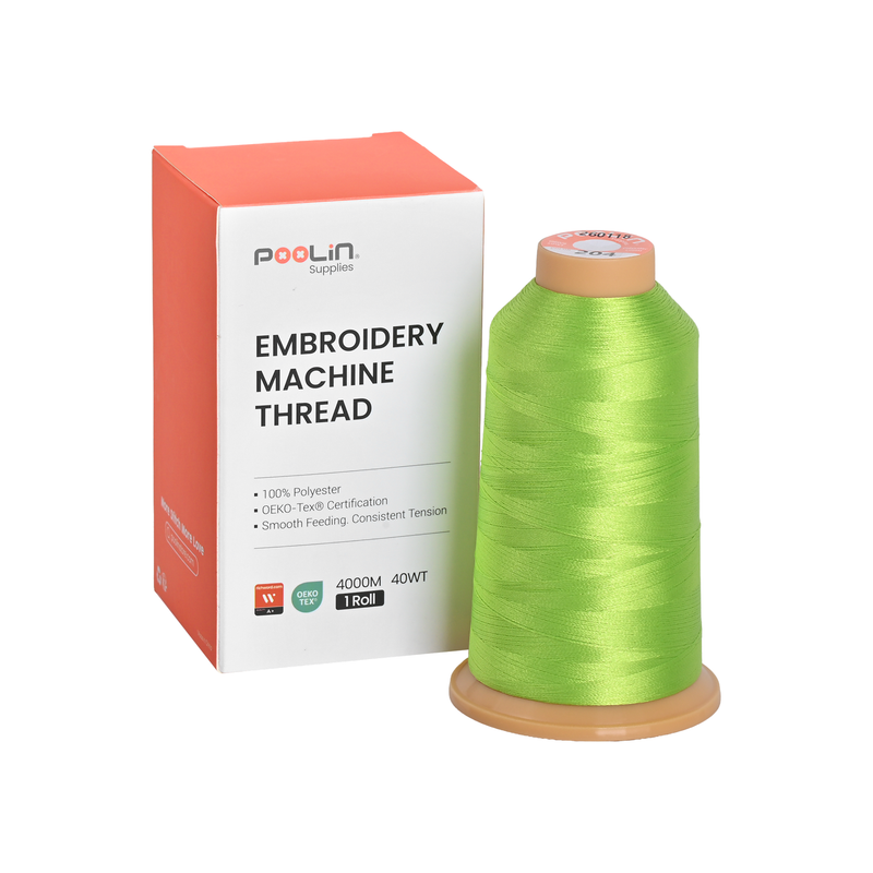 PooLin Polyester Embroidery Thread, 4000m 108D/2 40WT, Color 204 Lime Green