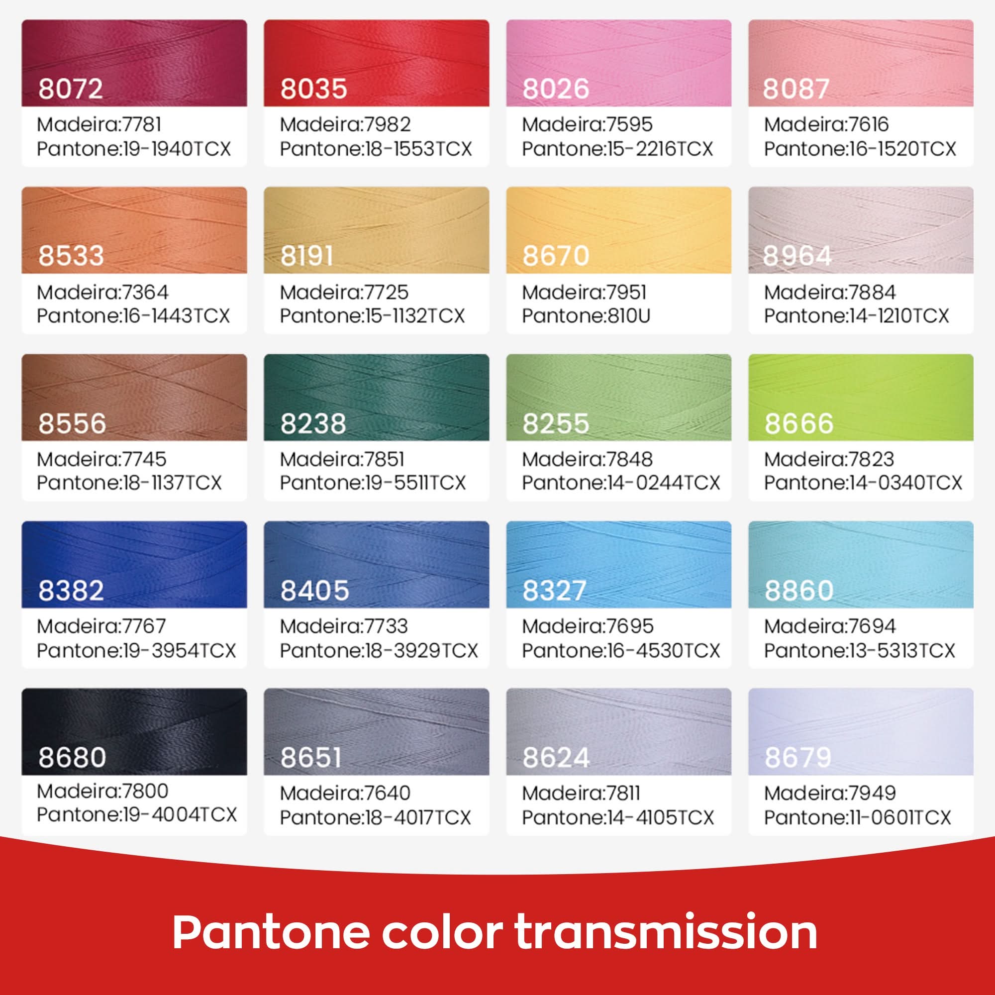 PooLin Matte Embroidery Thread Set, 20 Colors, 20 Rolls, 2500m 120D/2 40WT Polyester Thread