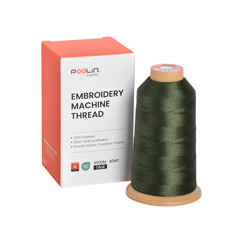 PooLin Polyester Embroidery Thread, 4000m 108D/2 40WT, Color 218 Dark Olive Green