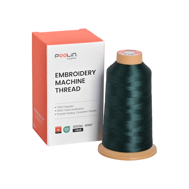 PooLin Polyester Embroidery Thread, 4000m 108D/2 40WT, Color 238 Dark Forest Green