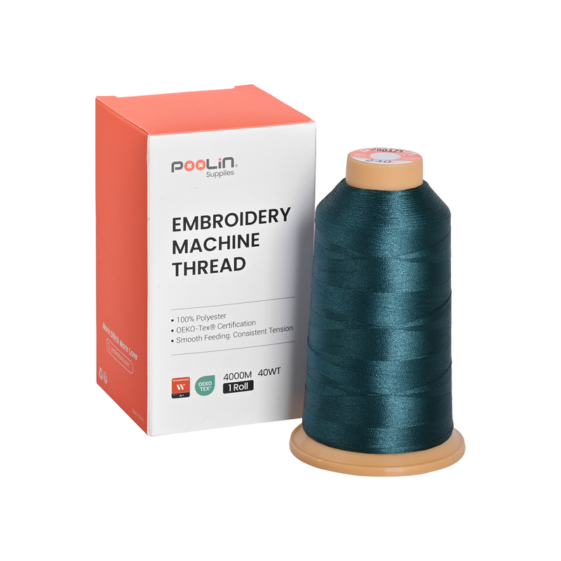 PooLin Polyester Embroidery Thread, 4000m 108D/2 40WT, Color 240 Dark Teal Green
