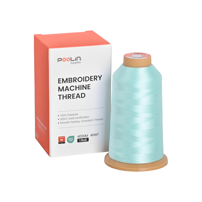 PooLin Polyester Embroidery Thread, 4000m 108D/2 40WT, Color 247 Aqua Mint
