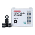 Poolin Prewound Bobbins Richword Selected Black 25pcs Size A Bobbins, Plastic Sided, 70D/2(60WT) Polyester Bobbin Thread for Single Needle Embroidery and Sewing Machine