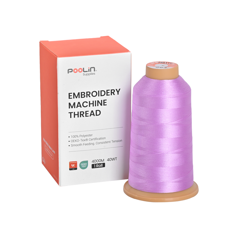 PooLin Polyester Embroidery Thread, 4000m 108D/2 40WT, Color 263 Light Lilac