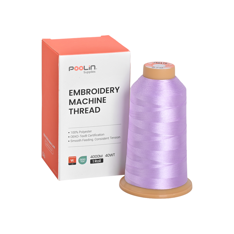PooLin Polyester Embroidery Thread, 4000m 108D/2 40WT, Color 270 Pale Lavender