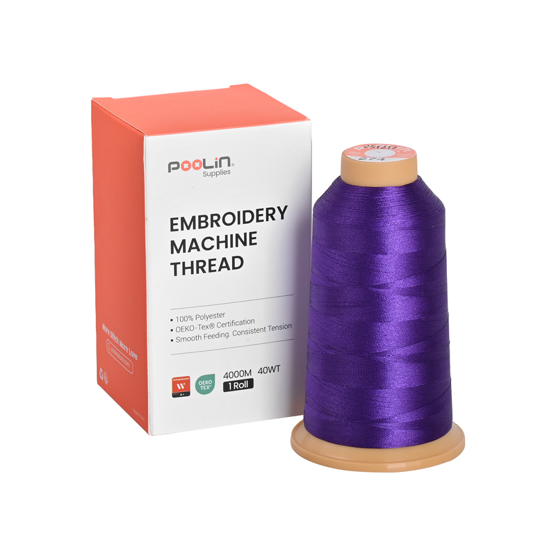 PooLin Polyester Embroidery Thread, 4000m 108D/2 40WT, Color 274 Deep Purple