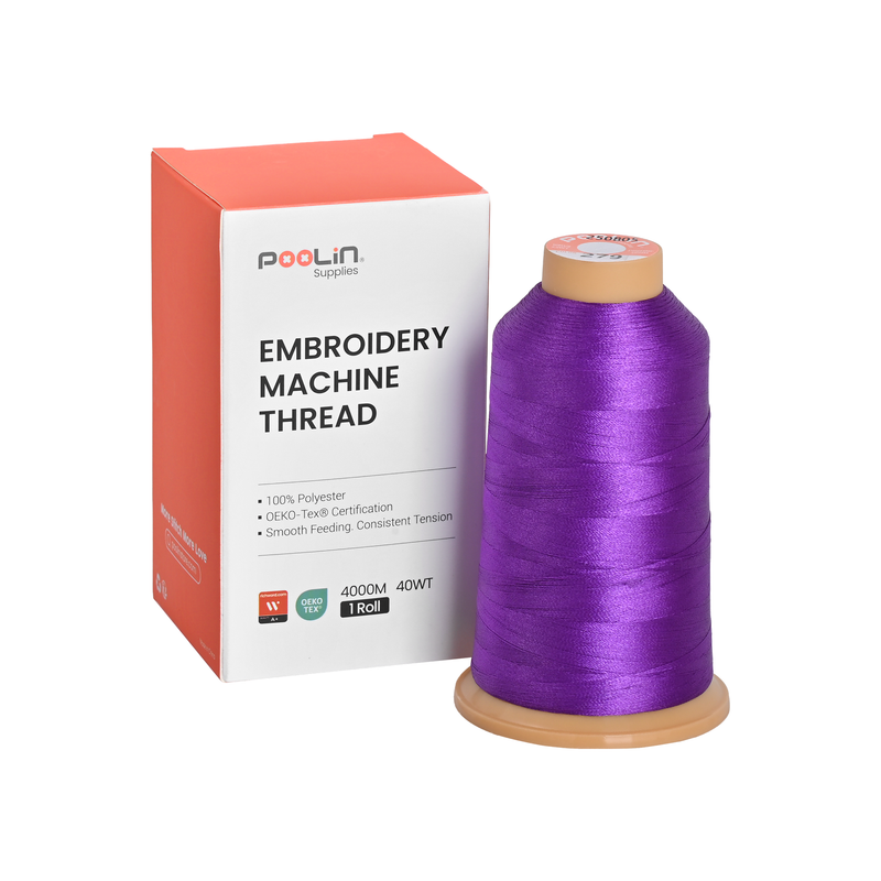 PooLin Polyester Embroidery Thread, 4000m 108D/2 40WT, Color 279 Royal Purple