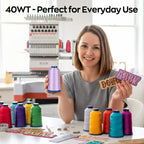 PooLin Embroidery Thread Set 15 Colors 4000m 108D/2 40WT Polyester Thread