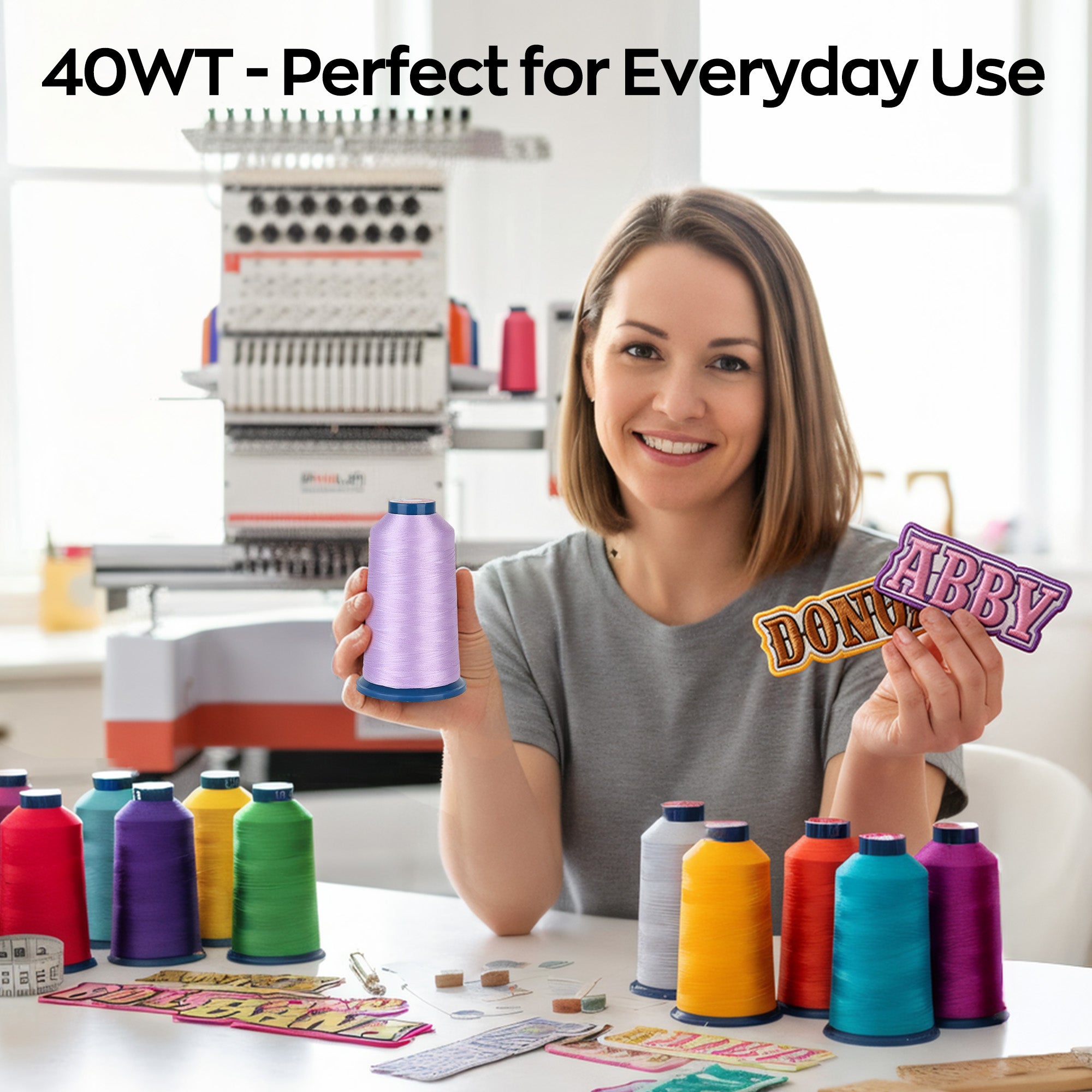 PooLin Embroidery Thread Set 15 Colors 4000m 108D/2 40WT Polyester Thread