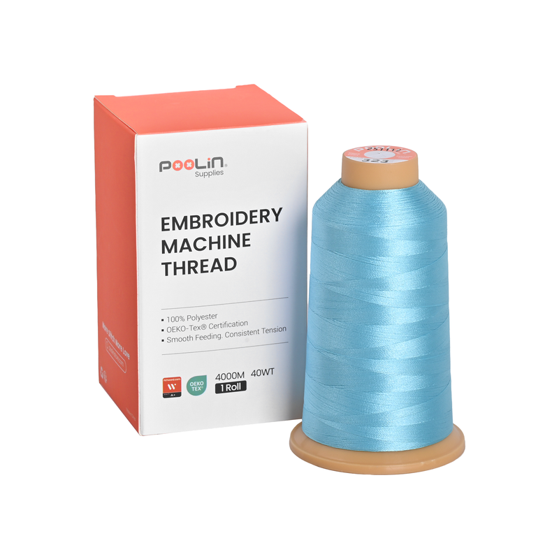 PooLin Polyester Embroidery Thread, 4000m 108D/2 40WT, Color 323 Light Sky Blue