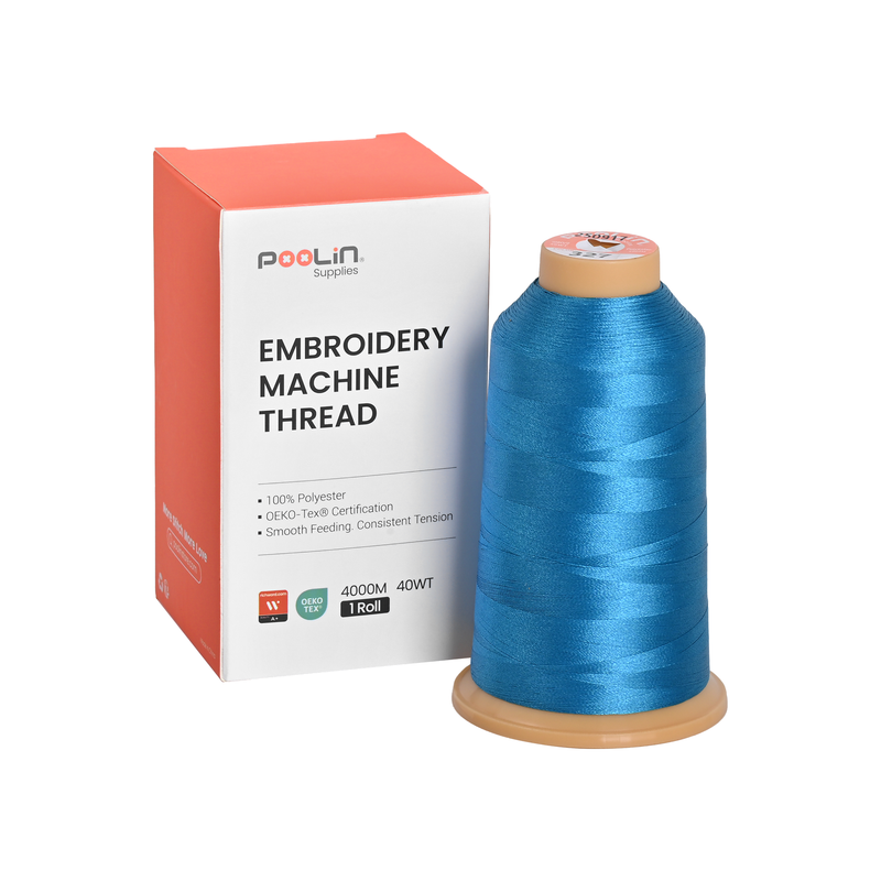PooLin Polyester Embroidery Thread, 4000m 108D/2 40WT, Color 327 Ocean Blue