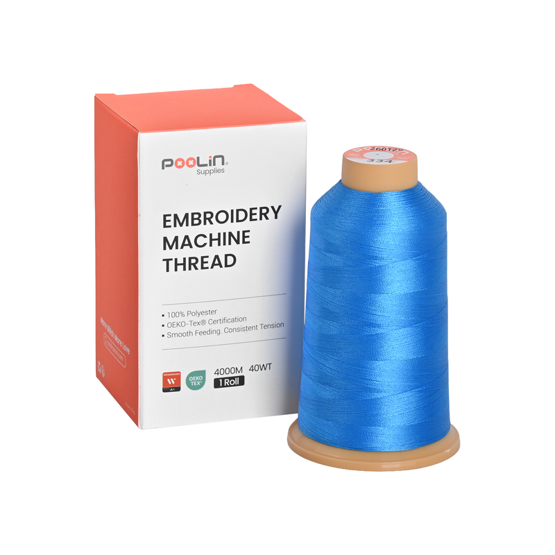 PooLin Polyester Embroidery Thread, 4000m 108D/2 40WT, Color 334 Sky Blue