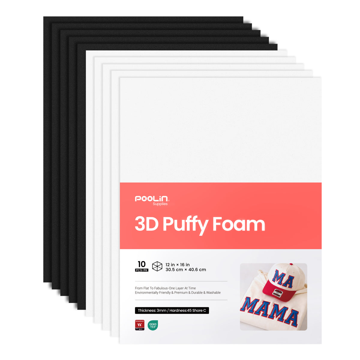 PooLin 3D Puff Embroidery Foam Sheets – Bold 3D for Everyday Embroidery