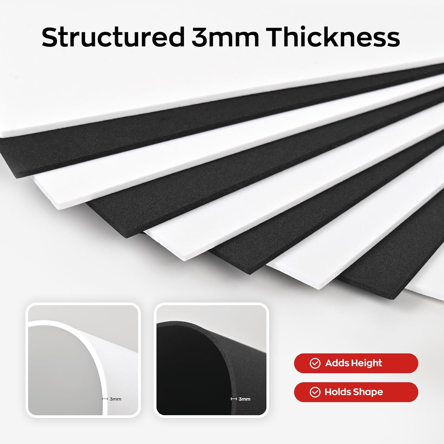 PooLin 3D Puff Embroidery Foam Sheets 3mm ,12 x 16 , Black & White 10pcs