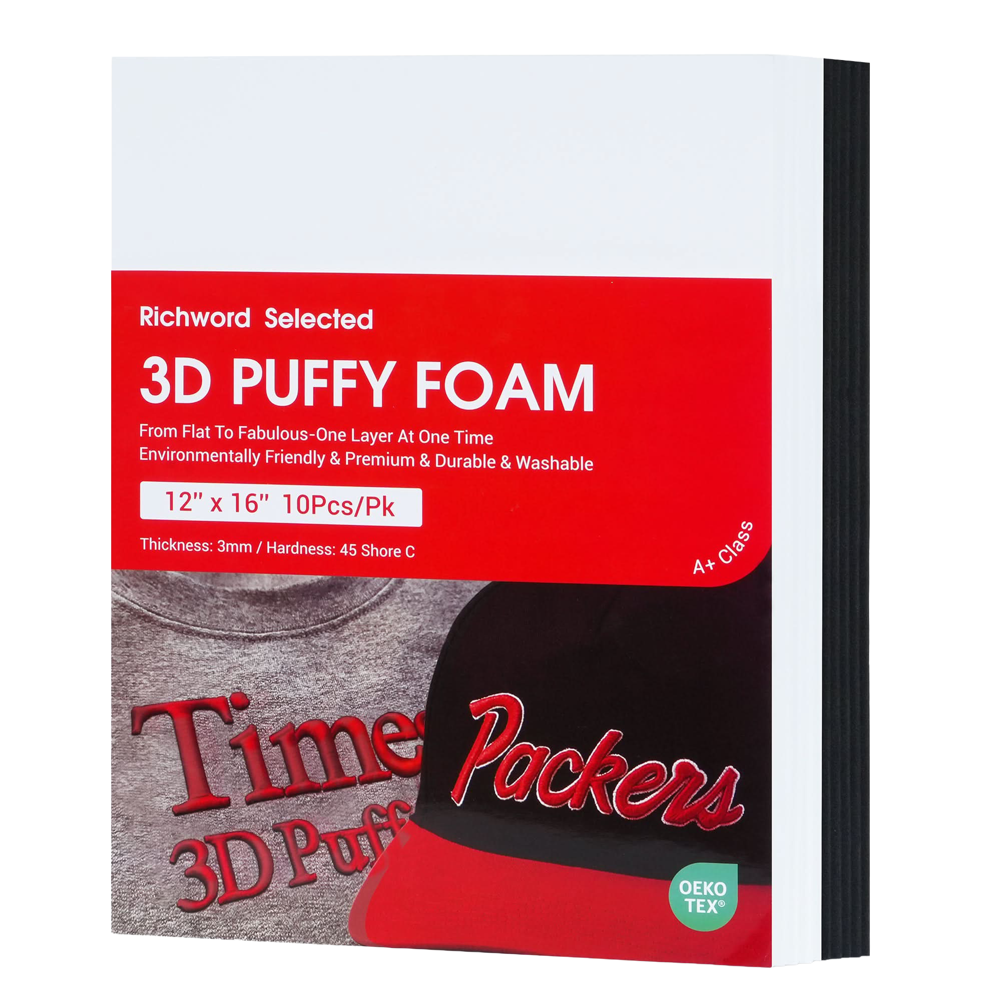 PooLin 3D Puff Embroidery Foam Sheets 3mm Thick 12 x 16 Inch Black & White 10pcs