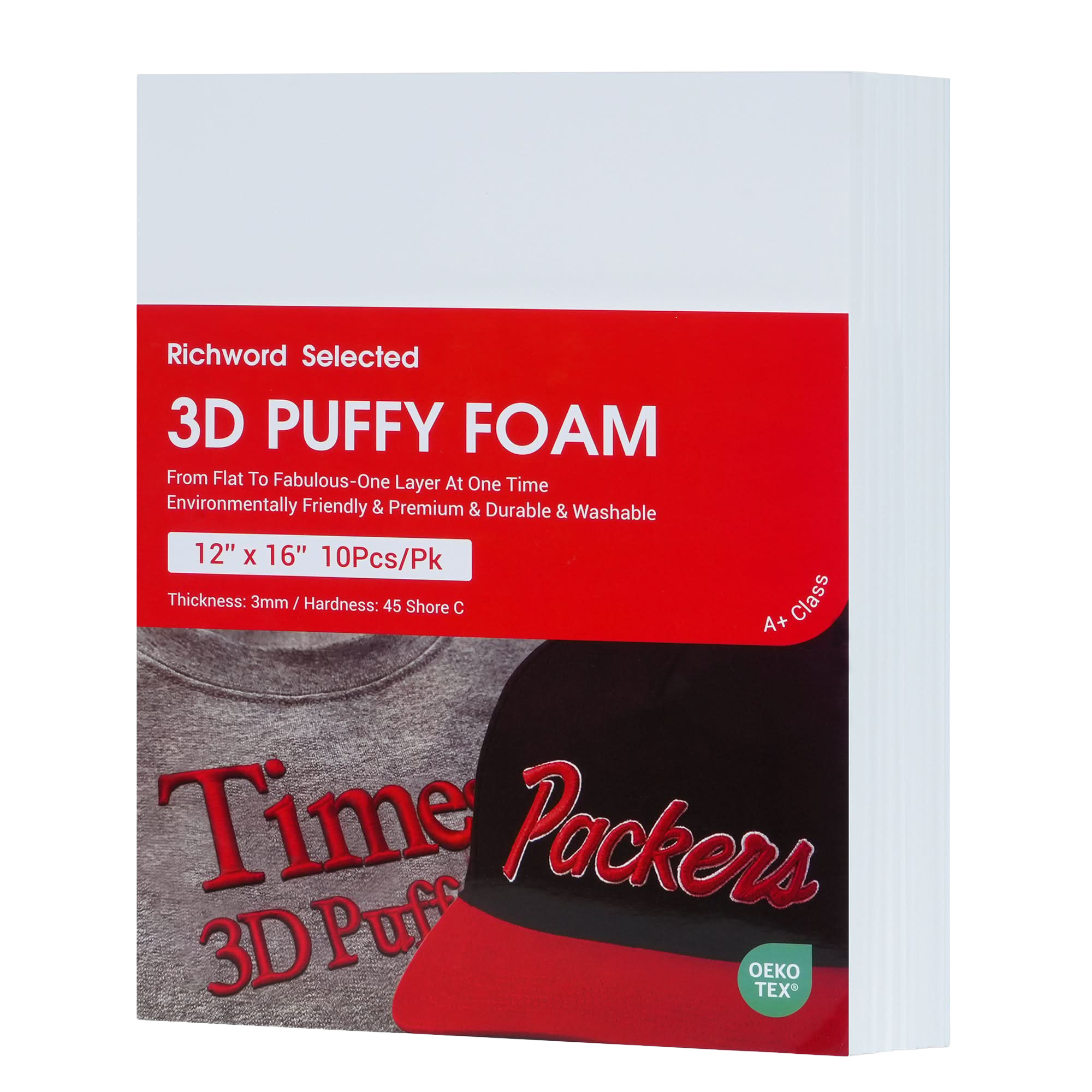 PooLin 3D Puff Embroidery Foam Sheets 3mm Thick 12 x 16 Inch White 10pcs