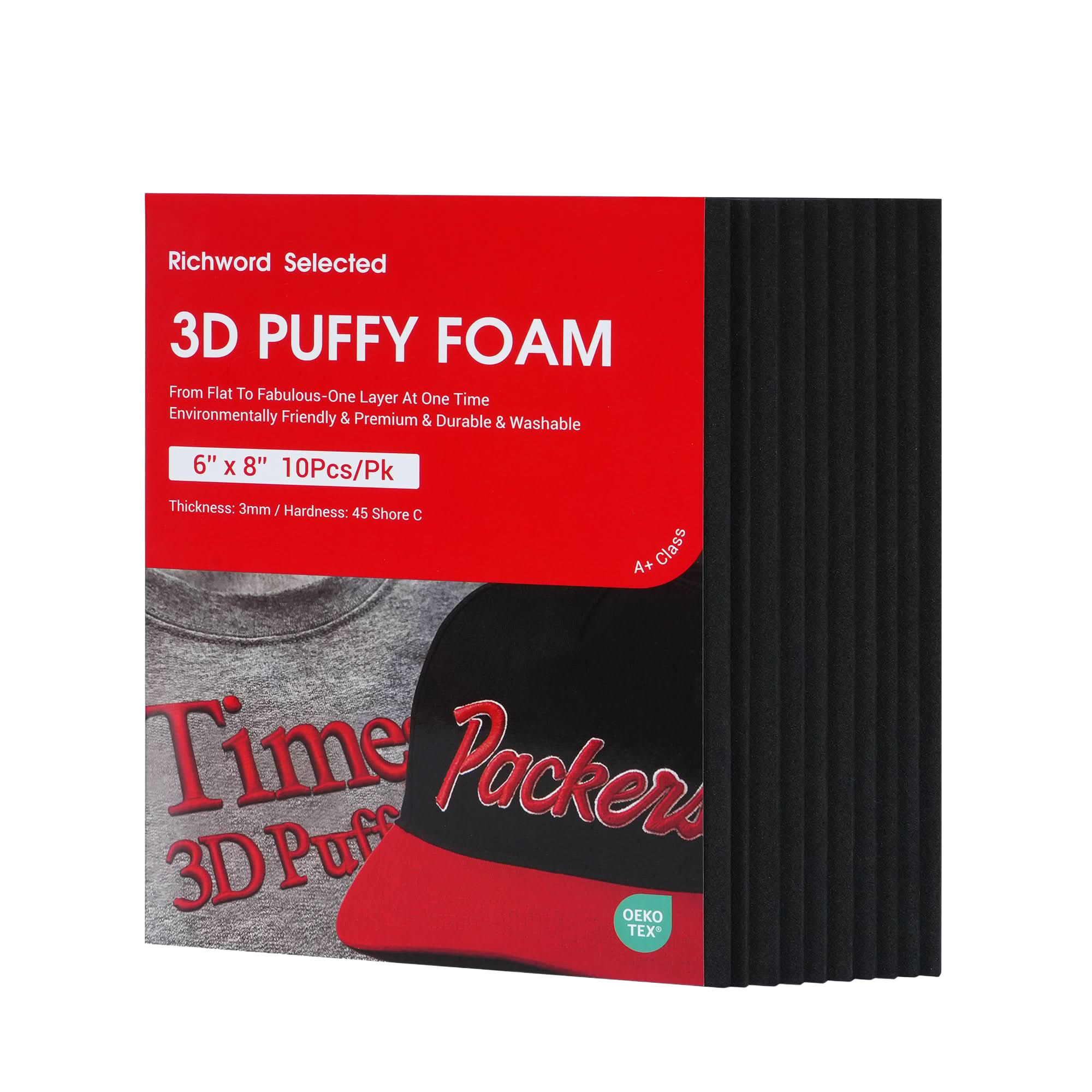 PooLin 3D Puff Embroidery Foam Sheets 3mm Thick 6 x 8 Inch Black 10pcs
