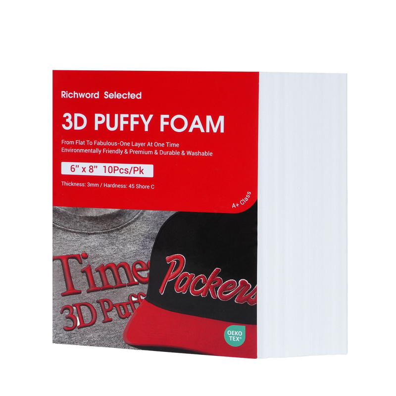 3D Puff Embroidery Foam Sheets 3mm Thick 6x8 Inch White 10pcs
