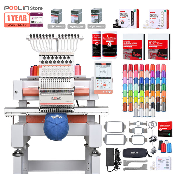 PooLin EOV 15-Needle Commercial Embroidery Machine Built for Hats. Made for More.