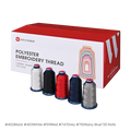 PooLin Polyester Embroidery Thread Set 100 Rolls 5 Colors Black White Red Grey Blue 4000m 108D/2 40WT