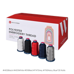 PooLin Polyester Embroidery Thread Set 100 Rolls 5 Colors Black White Red Grey Blue 4000m 108D/2 40WT