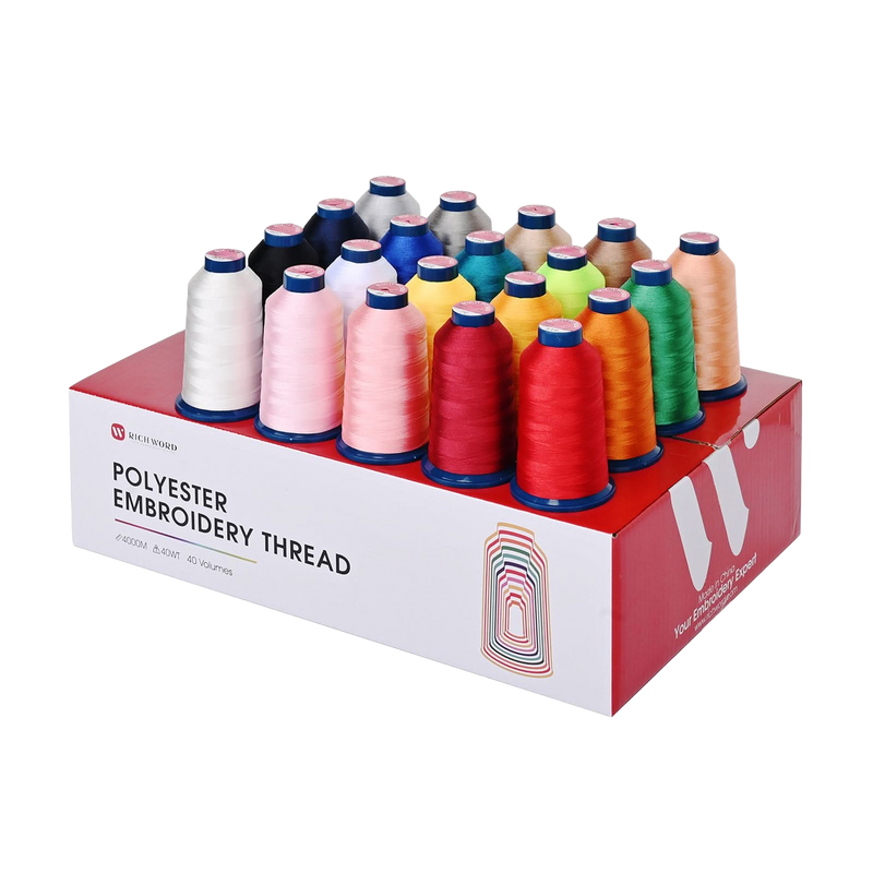 4000m*40rolls*20 hot colors Richword 108D/2 40wt Polyester Embroidery Thread