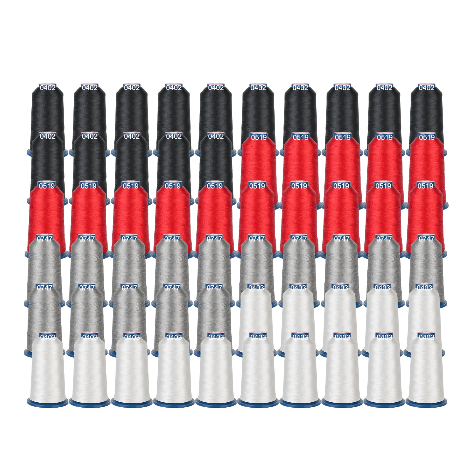 PooLin Polyester Embroidery Thread Set 60 Rolls 4 Colors Black White Red Grey 4000m 108D/2 40WT