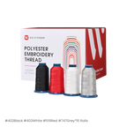 PooLin Polyester Embroidery Thread Set 60 Rolls 4 Colors Black White Red Grey 4000m 108D/2 40WT