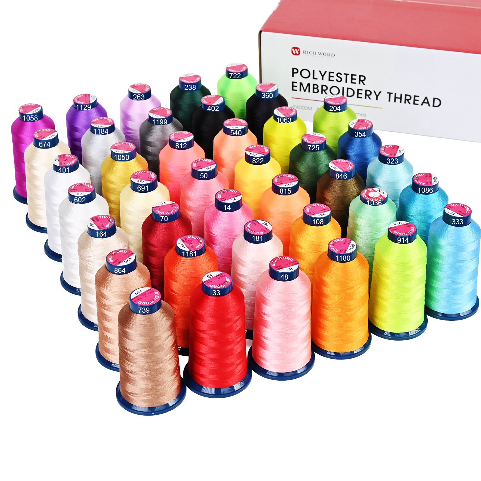 PooLin Polyester Embroidery Thread Set 40 Colors 4000m 108D/2 40WT